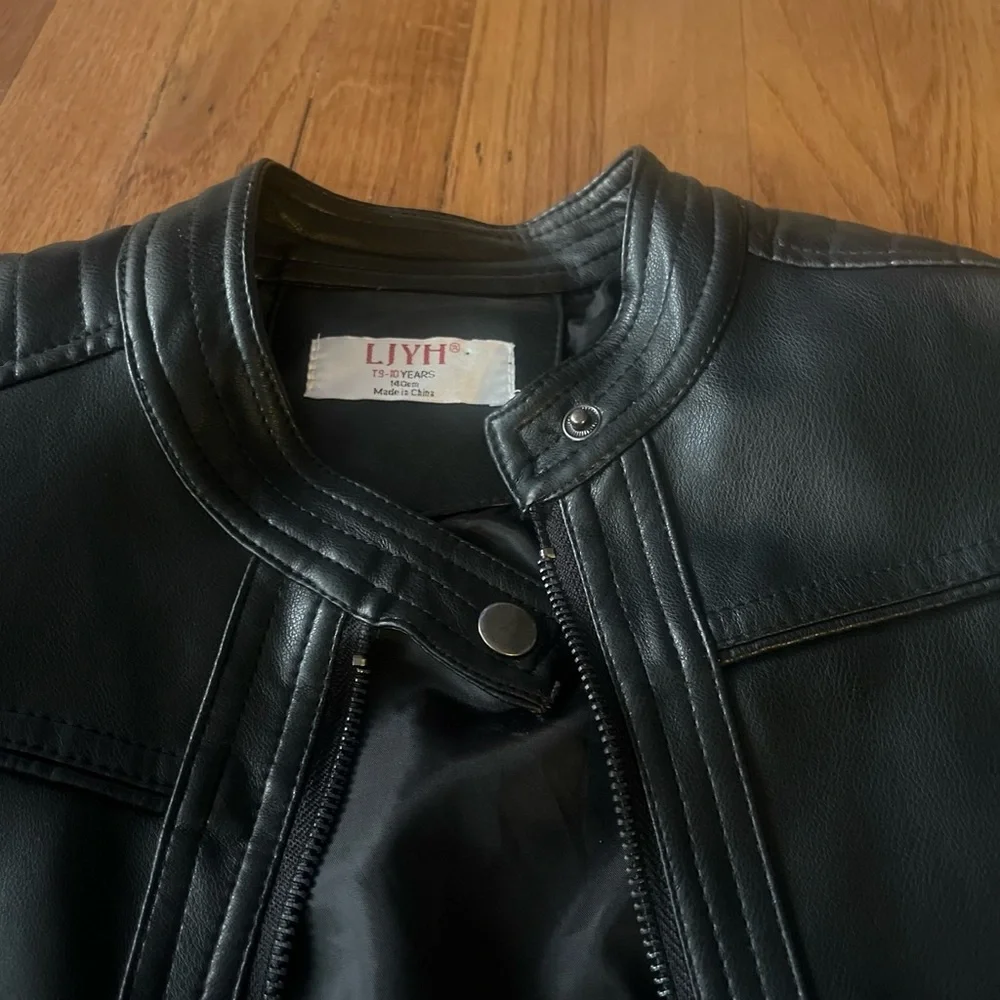 Men's Black Faux Leather Jacket - Classic Zip Front